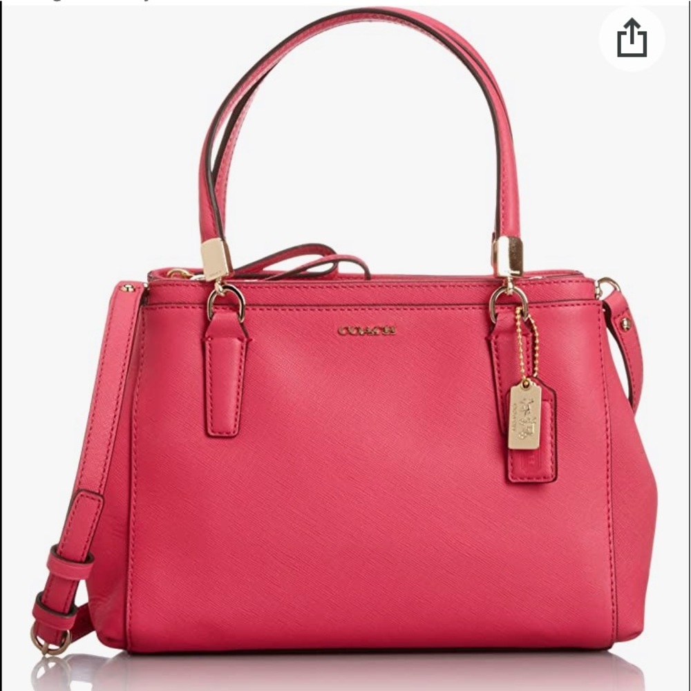 COACH Christie Carryall Mini In Textured Saffiano Leather. Loganberry. 30402.